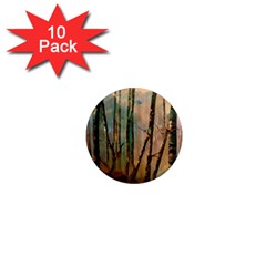 Woodland Woods Forest Trees Nature Outdoors Mist Moon Background Artwork Book 1  Mini Magnet (10 Pack)  by Posterlux