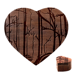 Nature Outdoors Night Trees Scene Forest Woods Light Moonlight Wilderness Stars Heart Wood Jewelry Box by Posterlux