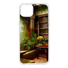 Room Interior Library Books Bookshelves Reading Literature Study Fiction Old Manor Book Nook Reading Iphone 14 Plus Tpu Uv Print Case by Posterlux