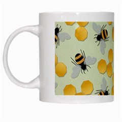 Bees Pattern Honey Bee Bug Honeycomb Honey Beehive White Mug