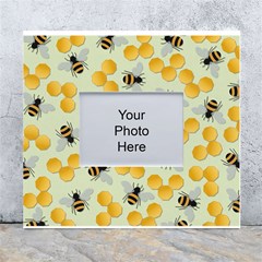 Bees Pattern Honey Bee Bug Honeycomb Honey Beehive White Wall Photo Frame 5  X 7 