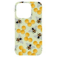 Bees Pattern Honey Bee Bug Honeycomb Honey Beehive Iphone 14 Pro Black Uv Print Case by Bedest