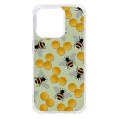 Bees Pattern Honey Bee Bug Honeycomb Honey Beehive Iphone 14 Pro Tpu Uv Print Case