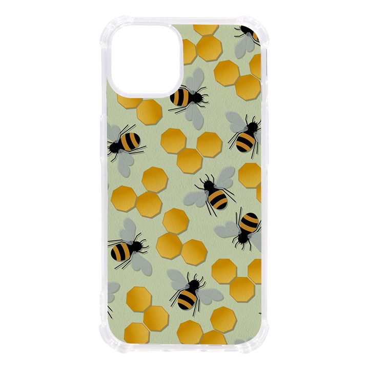 Bees Pattern Honey Bee Bug Honeycomb Honey Beehive iPhone 13 TPU UV Print Case