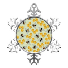 Bees Pattern Honey Bee Bug Honeycomb Honey Beehive Metal Small Snowflake Ornament
