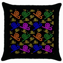 Pattern Repetition Snail Blue Throw Pillow Case (black) by Maspions