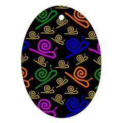 Pattern Repetition Snail Blue Oval Ornament (two Sides)