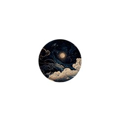 Starry Sky Moon Space Cosmic Galaxy Nature Art Clouds Art Nouveau Abstract 1  Mini Buttons by Posterlux