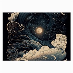 Starry Sky Moon Space Cosmic Galaxy Nature Art Clouds Art Nouveau Abstract Large Glasses Cloth by Posterlux