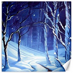 Landscape Outdoors Greeting Card Snow Forest Woods Nature Path Trail Santa s Village Canvas 20  X 20  by Posterlux