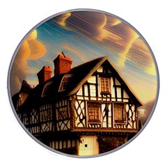 Village House Cottage Medieval Timber Tudor Split Timber Frame Architecture Town Twilight Chimney Wireless Fast Charger(white) by Posterlux