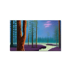 Artwork Outdoors Night Trees Setting Scene Forest Woods Light Moonlight Nature Sticker Rectangular (100 Pack)