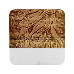 Outdoors Night Setting Scene Forest Woods Light Moonlight Nature Wilderness Leaves Branches Abstract Marble Wood Coaster (square) by Posterlux