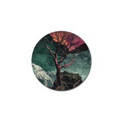 Night Sky Nature Tree Night Landscape Forest Galaxy Fantasy Dark Sky Planet Golf Ball Marker (4 Pack) by Posterlux