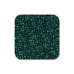 Squares Cubism Geometric Background Rubber Coaster (square)