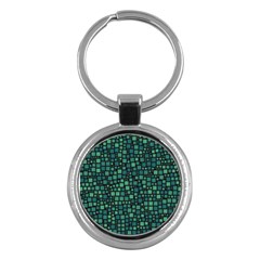 Squares Cubism Geometric Background Key Chain (round)