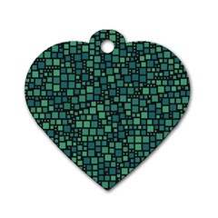 Squares Cubism Geometric Background Dog Tag Heart (two Sides)