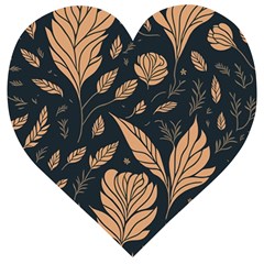 Background Pattern Leaves Texture Wooden Puzzle Heart