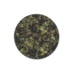 Green Camouflage Military Army Pattern Rubber Coaster (round)