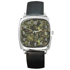 Green Camouflage Military Army Pattern Square Metal Watch