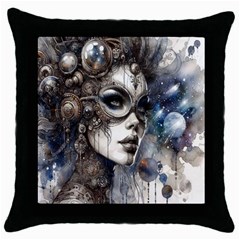 Woman In Space Throw Pillow Case (black)