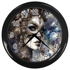 Woman In Space Wall Clock (black)