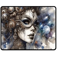 Woman In Space Two Sides Fleece Blanket (medium) by CKArtCreations