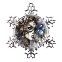 Woman In Space Metal Large Snowflake Ornament by CKArtCreations