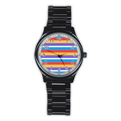 Stripes Pattern Design Lines Stainless Steel Round Watch