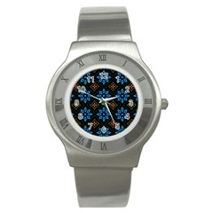 Flowers Pattern Floral Seamless Stainless Steel Watch