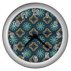 Flowers Pattern Design Abstract Wall Clock (silver)