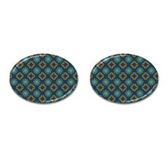 Flowers Pattern Design Abstract Cufflinks (oval)