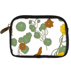 Nasturtium Flowers Plant Leaves Digital Camera Leather Case by Maspions