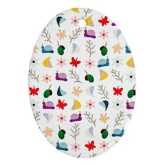 Snails Butterflies Pattern Seamless Ornament (oval)