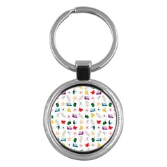 Snails Butterflies Pattern Seamless Key Chain (round)