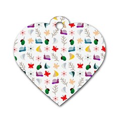 Snails Butterflies Pattern Seamless Dog Tag Heart (two Sides)