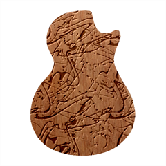 Marble Texture Pattern Seamless Guitar Shape Wood Guitar Pick Holder Case And Picks Set