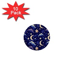 Night Moon Seamless 1  Mini Buttons (10 Pack)  by Maspions