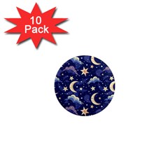 Night Moon Seamless 1  Mini Magnet (10 Pack) 