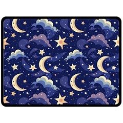 Night Moon Seamless Two Sides Fleece Blanket (large)