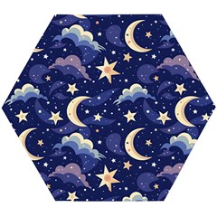 Night Moon Seamless Wooden Puzzle Hexagon