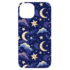 Night Moon Seamless Iphone 14 Black Uv Print Case