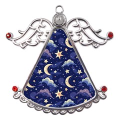 Night Moon Seamless Metal Angel With Crystal Ornament