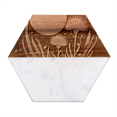 Flowers Space Marble Wood Coaster (hexagon) 