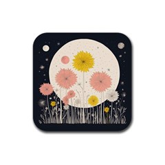 Space Flowers Universe Galaxy Rubber Square Coaster (4 Pack) by Maspions