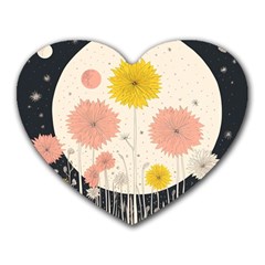 Space Flowers Universe Galaxy Heart Mousepad