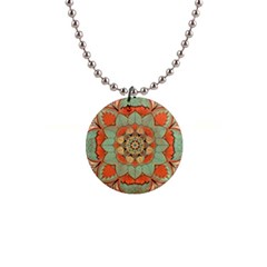 Mandala Floral Decorative Flower 1  Button Necklace