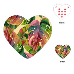 Monstera Colorful Leaves Foliage Playing Cards Single Design (heart)