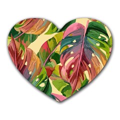 Monstera Colorful Leaves Foliage Heart Mousepad