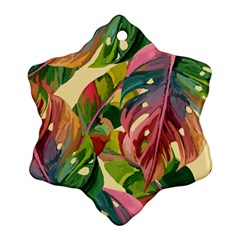 Monstera Colorful Leaves Foliage Snowflake Ornament (two Sides)